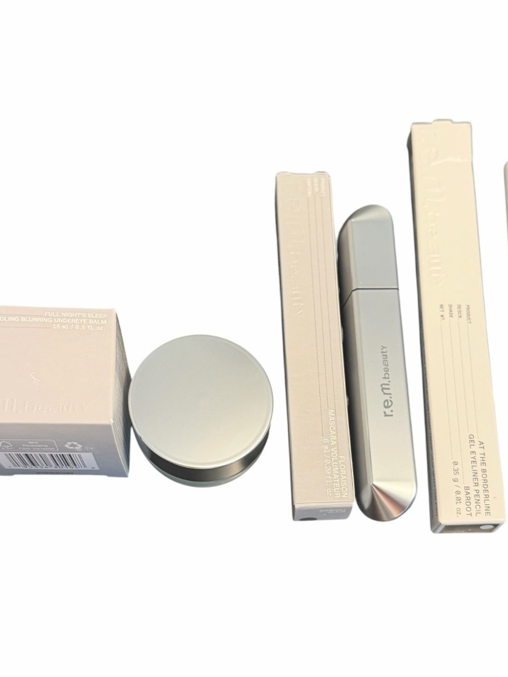REM Beauty Full Size Eye Set Trio NIB Undereye Blurring Balm, Mascara, Eyeliner